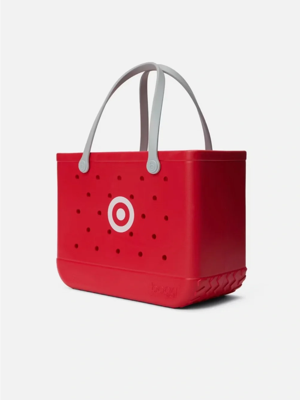 Target Red Tote with Gray Handles and Perforated Body